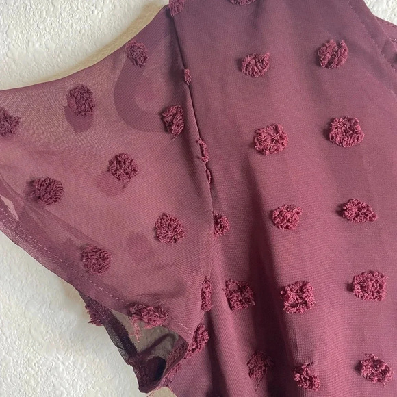 Angashion Maroon V-neck Polka Dot Romper Size Small - Picture 4 of 11